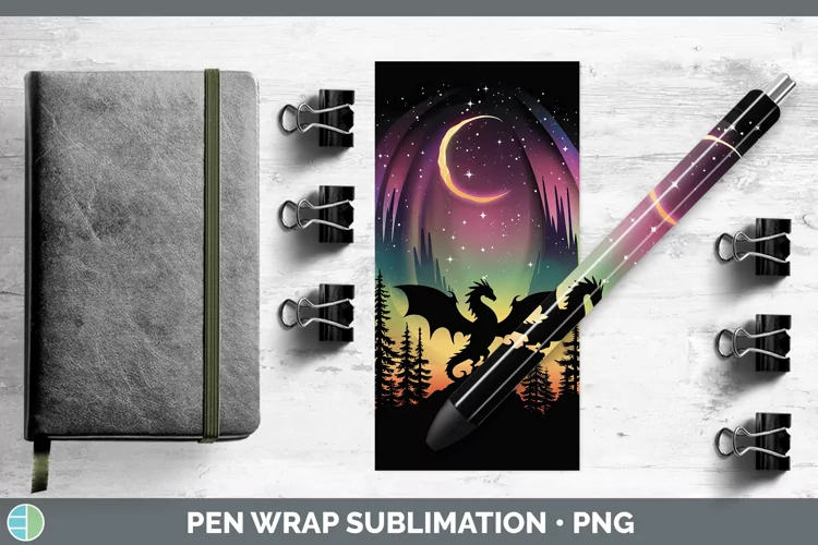 Northern Lights Dragon Pen Wrap Sublimation Epoxy Pen Design