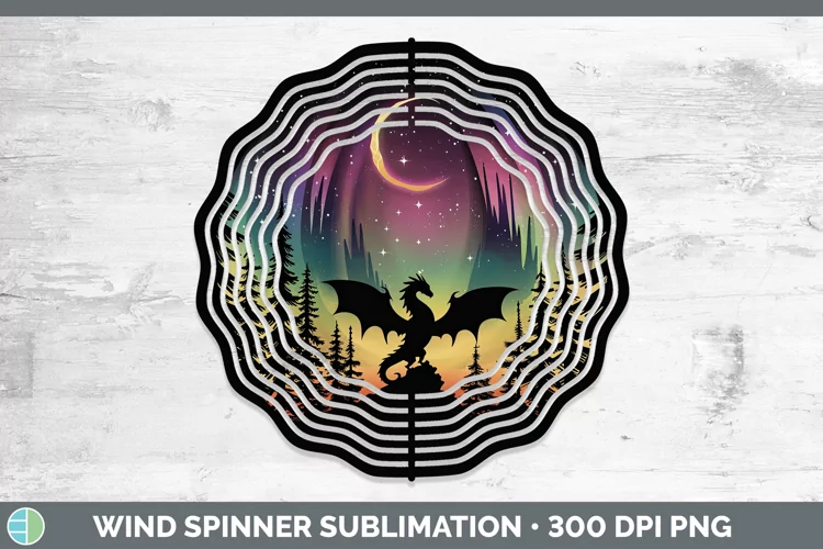 Northern Lights Dragon Wind Spinner Sublimation Spinner Desi