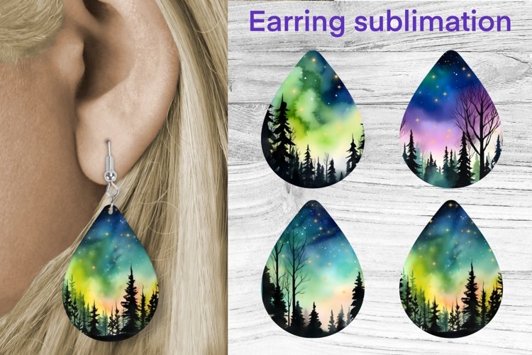 Teardrop earring sublimation | Northern light earring