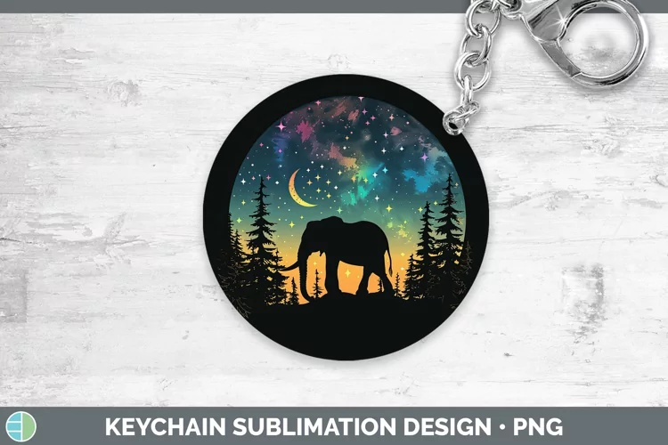Northern Lights Elephant Keychain Sublimation Keyring Design