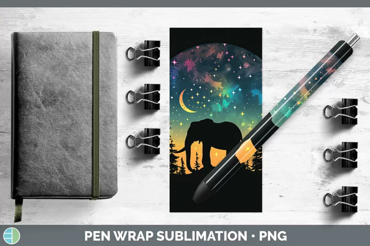 Northern Lights Elephant Pen Wrap Sublimation Epoxy Pen Desi