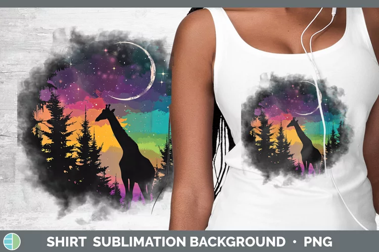 Northern Lights Giraffe Shirt Sublimation Sublimation Backgr