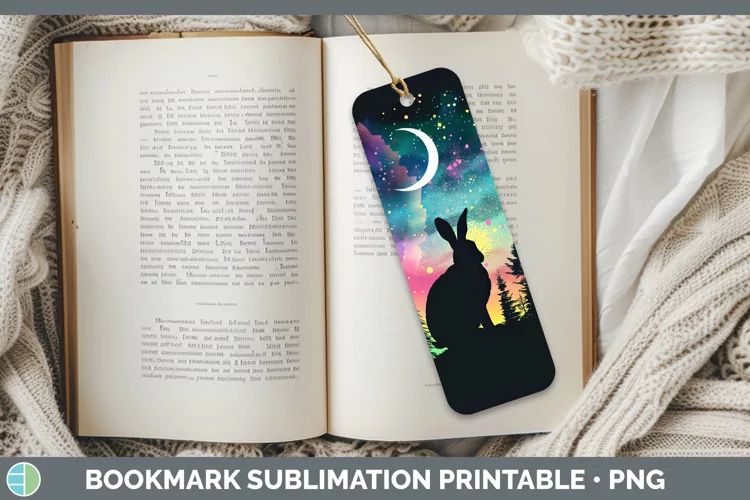 Northern Lights Hare Bookmark Sublimation Printable Designs
