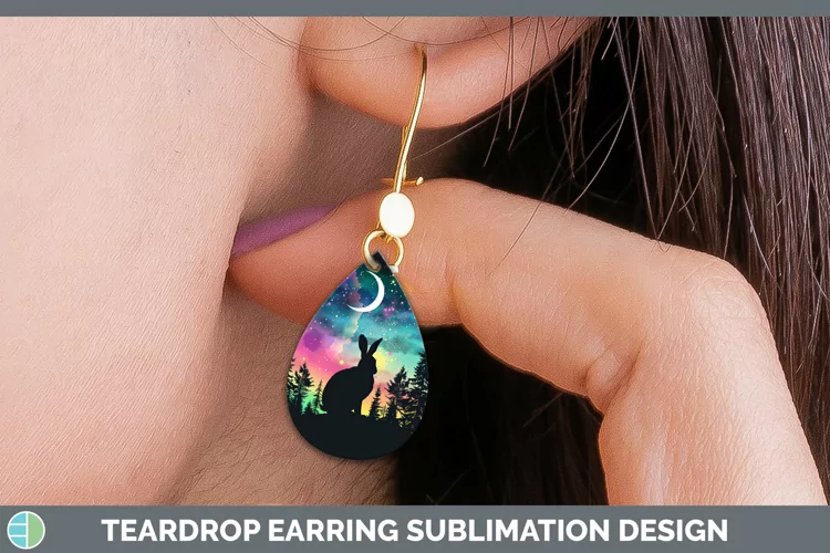 Northern Lights Hare Teardrop Earrings Sublimation Earrings