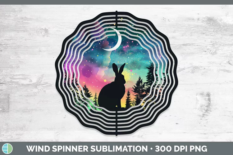 Northern Lights Hare Wind Spinner Sublimation Spinner Design
