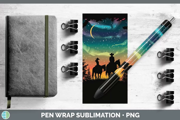 Northern Lights Horseback Couple Pen Wrap Sublimation Epoxy