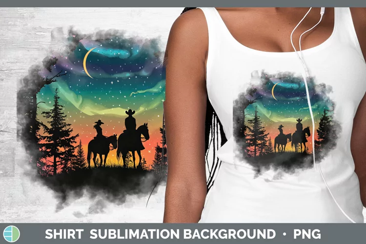 Northern Lights Horseback Couple Shirt Sublimation Sublimati