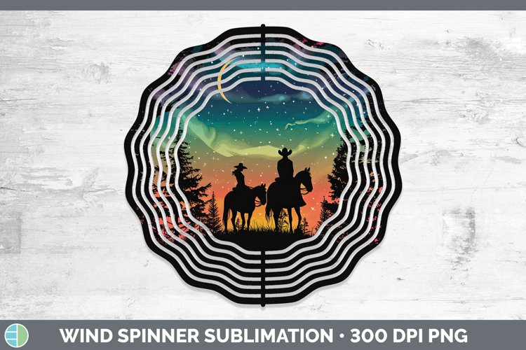 Northern Lights Horseback Couple Wind Spinner Sublimation Sp