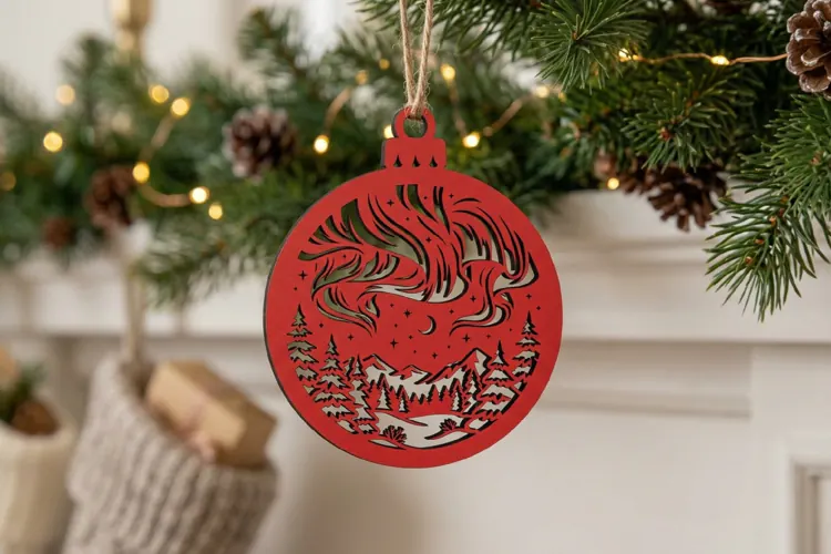 Northern Lights Ornament SVG Laser Cut Wood Winter Decor