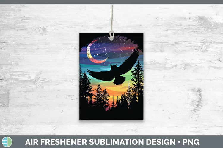Northern Lights Owl Air Freshener Sublimation Car Freshener