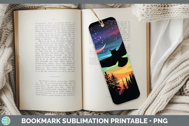 Northern Lights Owl Bookmark Sublimation Printable Designs