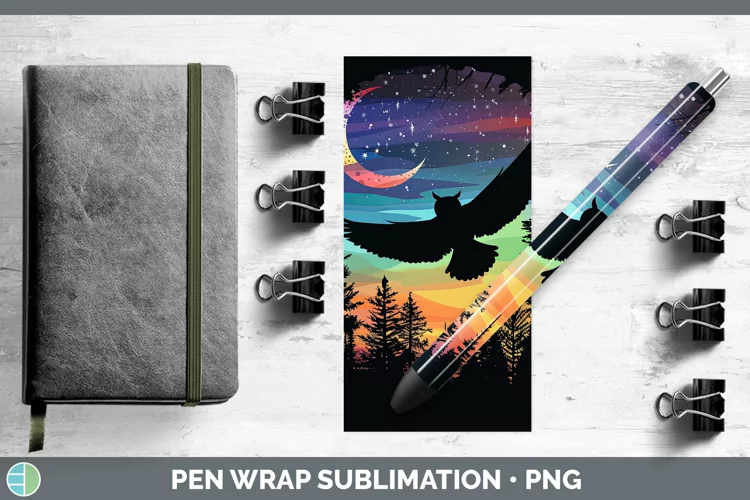 Northern Lights Owl Pen Wrap Sublimation Epoxy Pen Designs