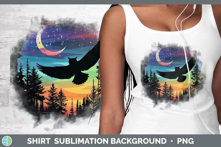 Northern Lights Owl Shirt Sublimation Sublimation Background