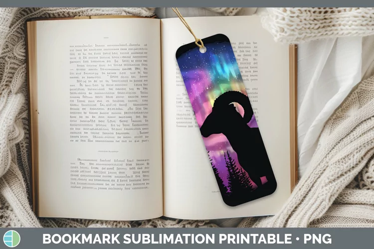 Northern Lights Ram Bookmark Sublimation Printable Designs