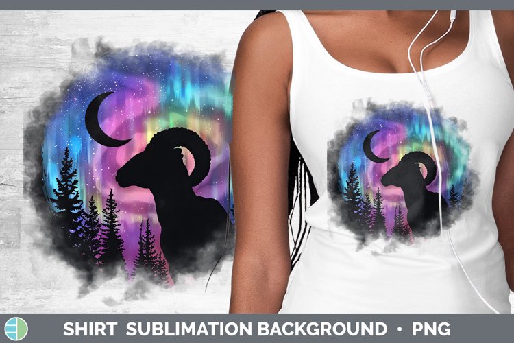 Northern Lights Ram Shirt Sublimation Sublimation Background