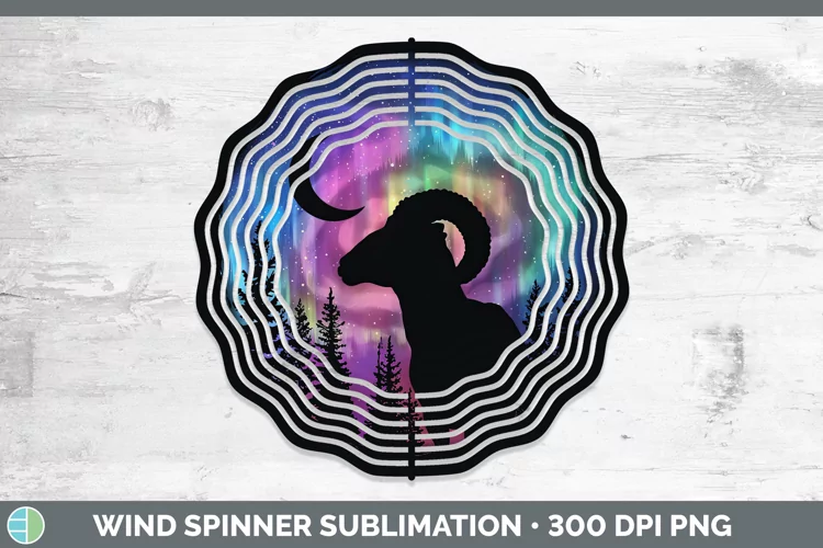 Northern Lights Ram Wind Spinner Sublimation Spinner Designs