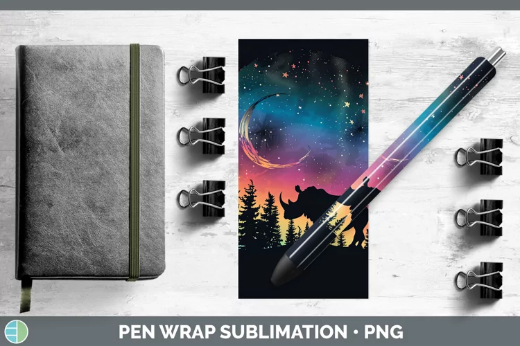 Northern Lights Rhino Pen Wrap Sublimation Epoxy Pen Designs