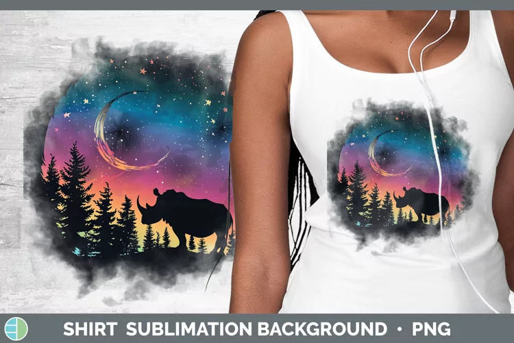 Northern Lights Rhino Shirt Sublimation Sublimation Backgrou