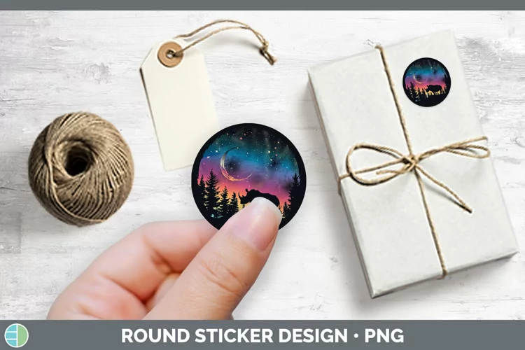 Northern Lights Rhino Stickers | Round Labels Designs
