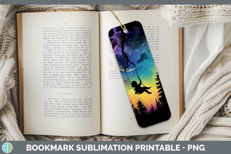Northern Lights Tree Swing Child Bookmark Sublimation Printa