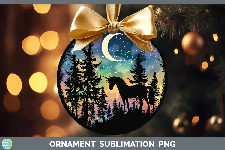 Northern Lights Unicorn Ornament Sublimation Bauble Designs