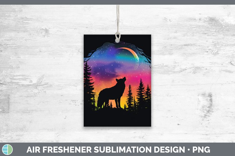 Northern Lights Wolf Air Freshener Sublimation Car Freshener