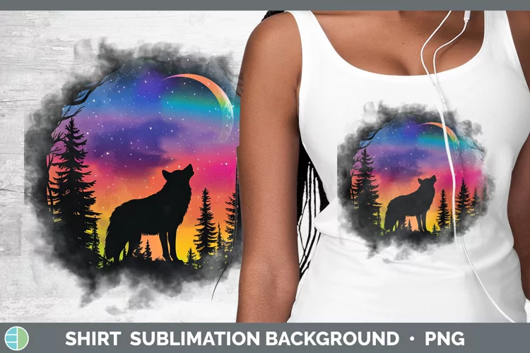 Northern Lights Wolf Shirt Sublimation Sublimation Backgroun