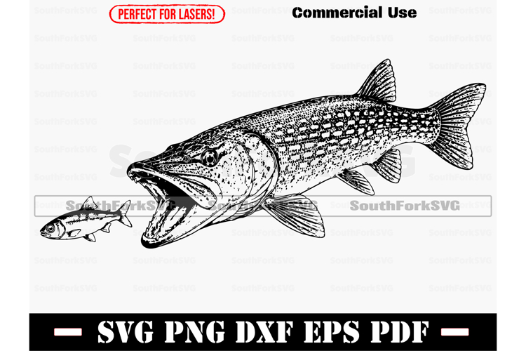 Northern Pike Design SVG PNG DXF EPS PDF example image 1