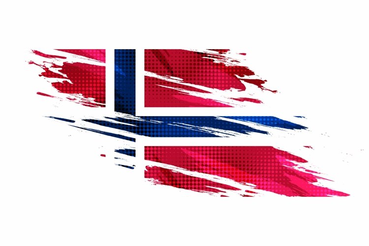 Norway Flag in Brush Paint Style with Halftone Effect example image 1