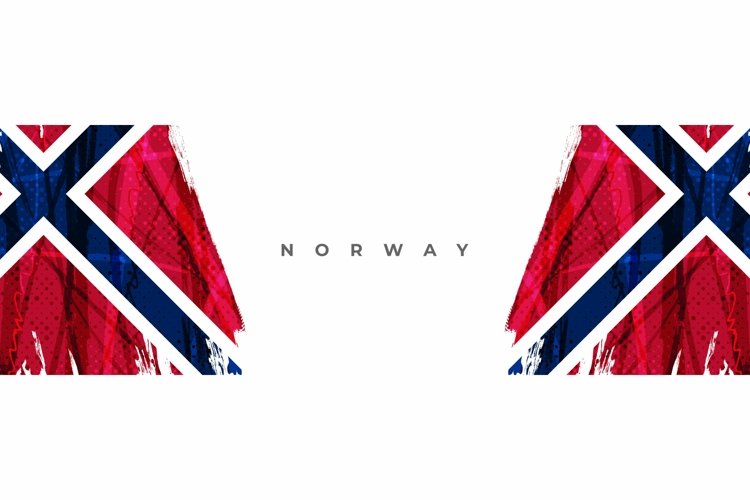 Norway Flag in Brush Paint Style with Halftone Effect example image 1