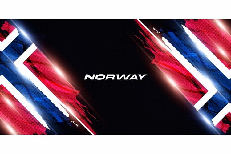 Norway Flag in Brush Paint Style with Halftone Effect