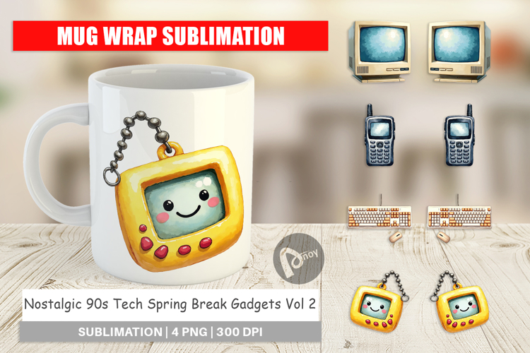 90s Tech   Gadgets Mug Wrap