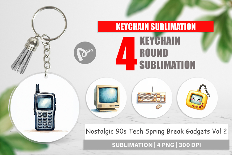 90s Tech & Gadgets Keychain