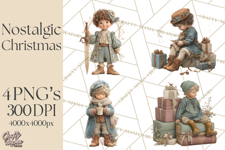 Vintage Christmas Clipart, Gingerbread Elf Digital Art