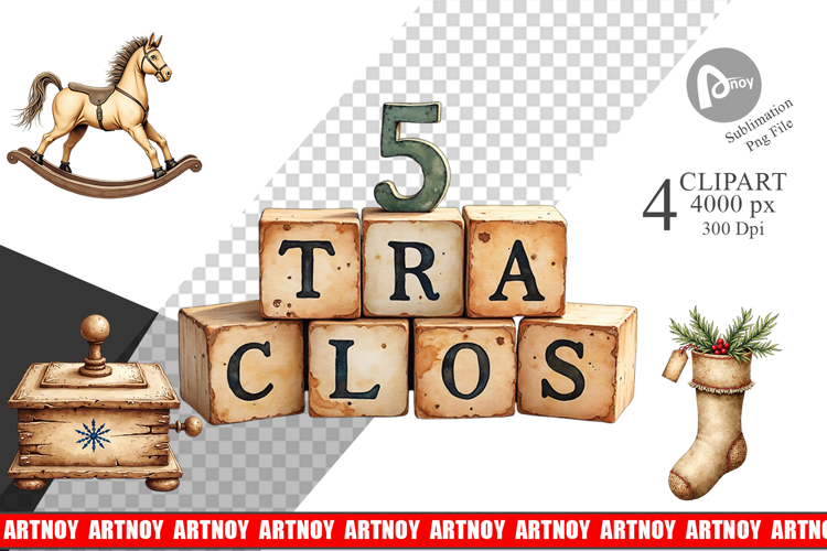 Nostalgic Christmas Toys Clipart