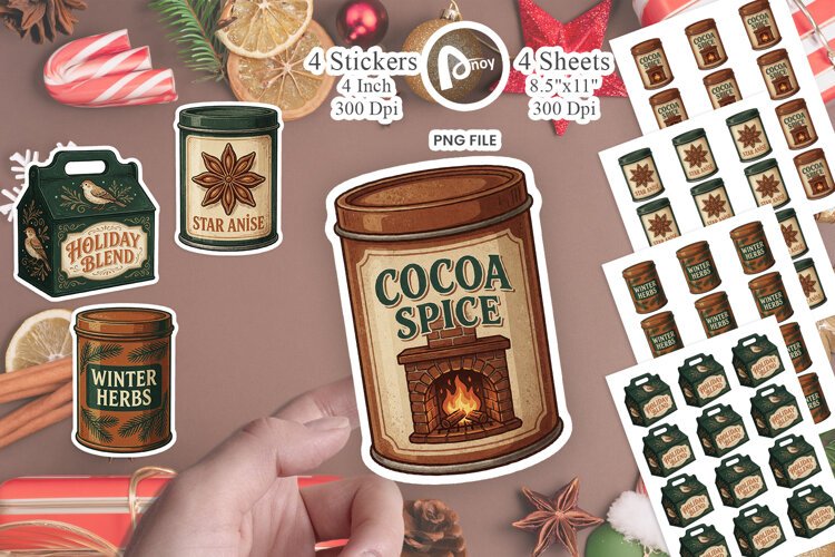 Holiday Tea & Spice Tins Sticker example image 1