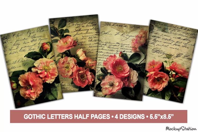 Vintage Old Letter Papers Floral Junk Journal JPG