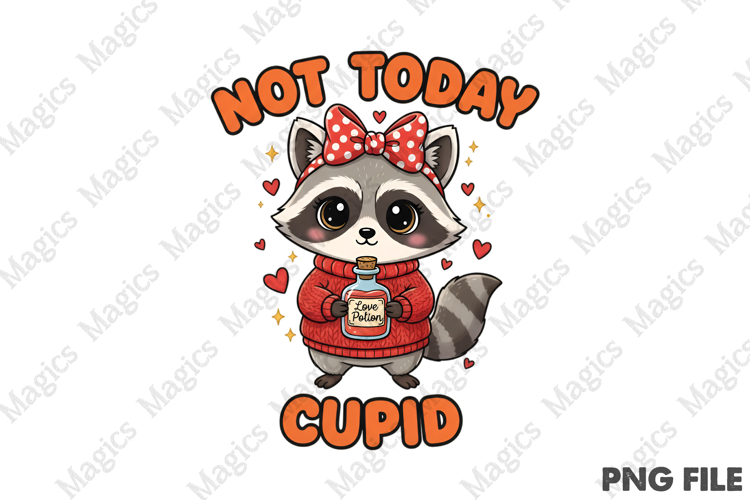 Not Today Cupid Raccoon Valentines Png