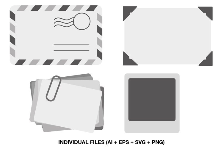 Note paper clipart collection with four coordinated stationery illustrations