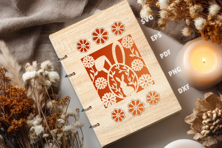 Easter Bunny Egg Notebook Cover - Laser Cut Template