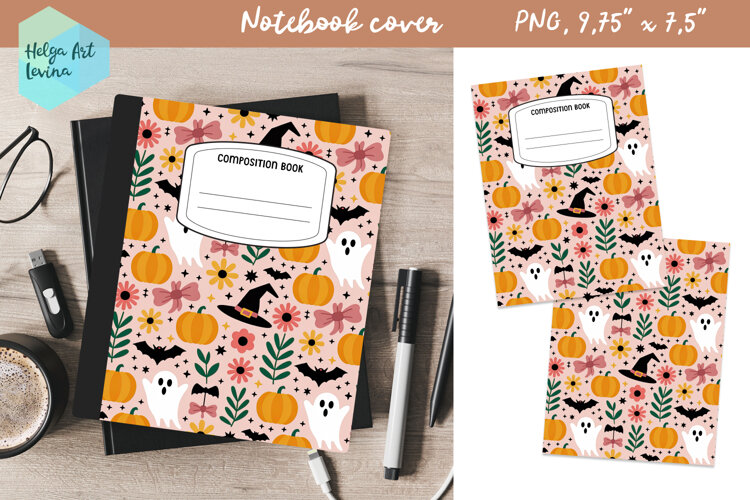 Composition Book Cover School Notebook, Halloween PNG example image 1