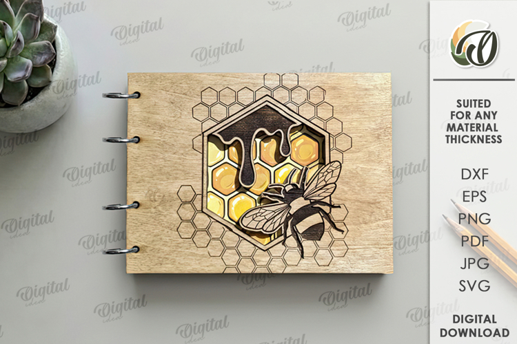 3D Notebook Cover Laser Cut. Notebook Binder SVG