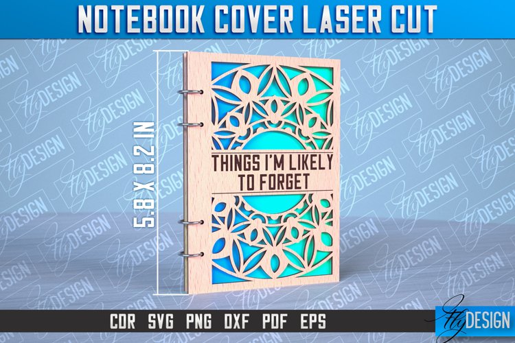 Notebook Cover Laser Cut | Notebook Cover Design | CNC File example image 1