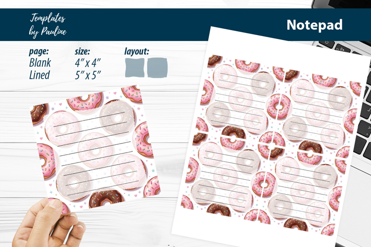 Printable Coffee Counter Note Pad, Donut Notepad
