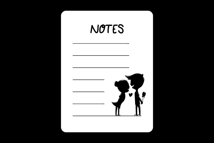 Notes paper with couple cartoon design