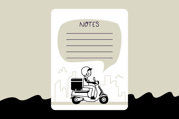 Notes paper with motorcycle delivery design