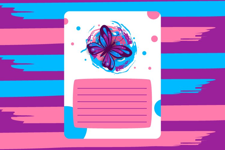Notes paper with watercolor butterfly design