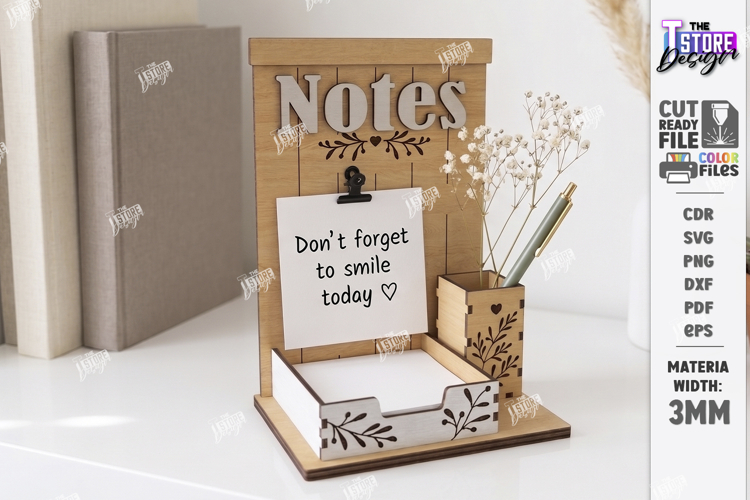 Desktop Notes Stand Holder Laser Cut | Office Decor | CNC