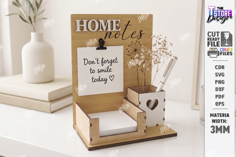 Desktop Notes Stand Holder Laser Cut | Office Decor | CNC