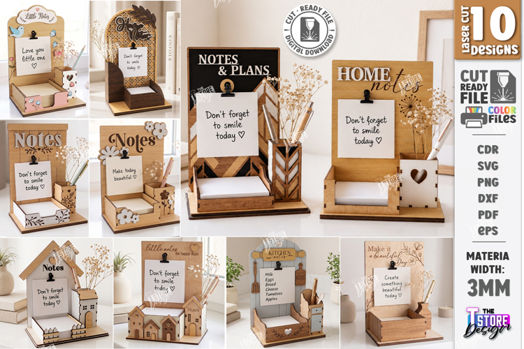 Desktop Notes Stand Holder Laser Cut Bundle | Office Decor